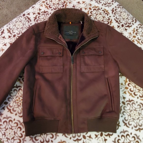 Sean Jean Bomber Jacket Faux Suede Fur 